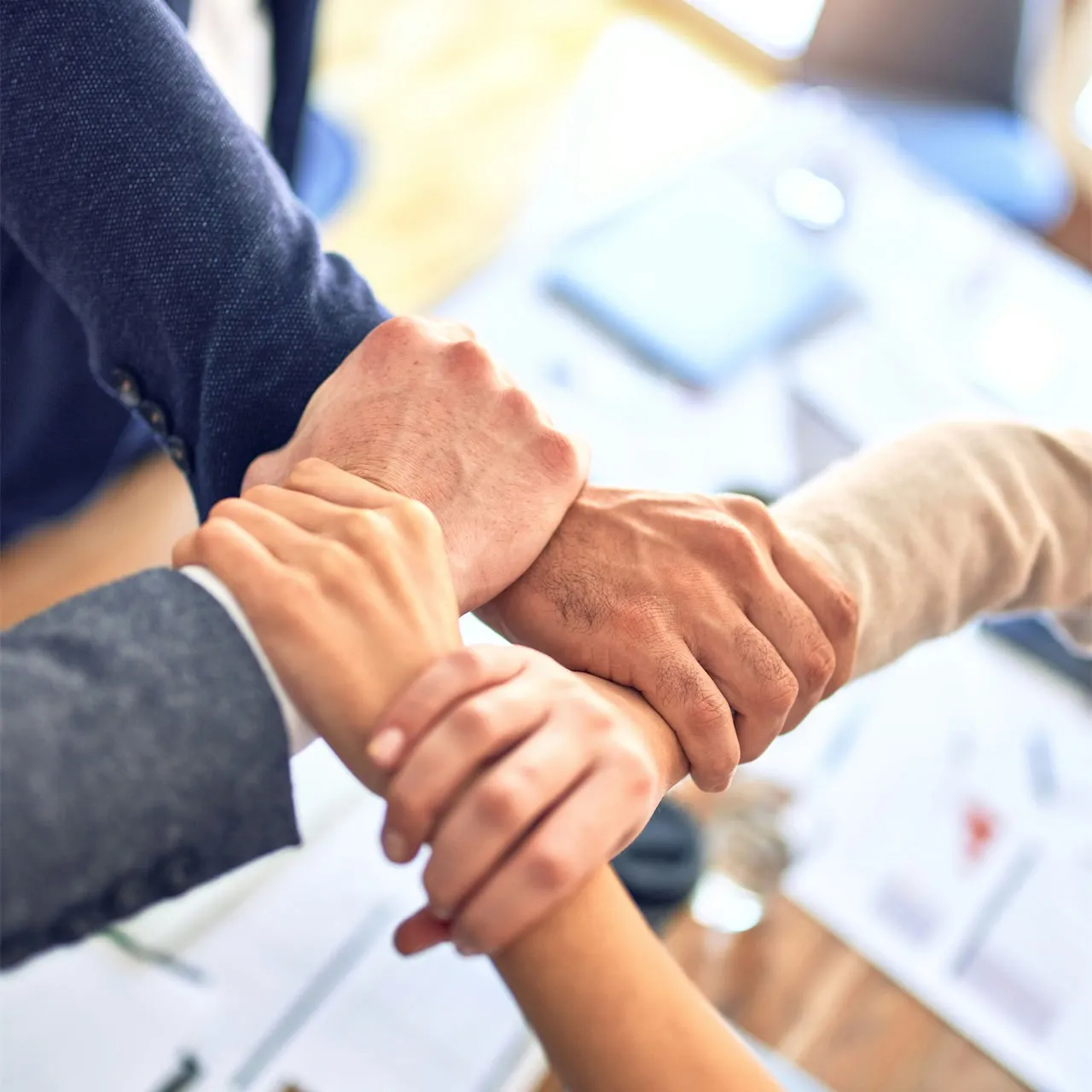 People working together in support of a cause